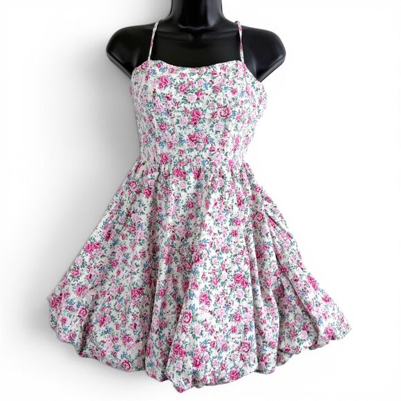 Mable Dresses & Skirts - mable floral corset bodice mini bubble hem fairycore white, pink women's dress S